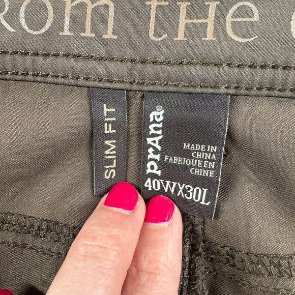 Prana Pants Mens 40x30 Slim Fit Brown Brion Nylon Blend Hiking Outdoor Gorpcore - Picture 3 of 11